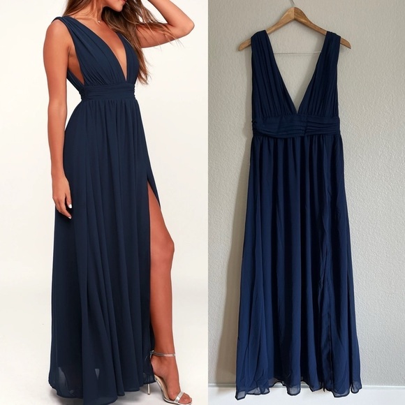NWOT Heavenly Hues Navy Blue Maxi Dress - Picture 1 of 8